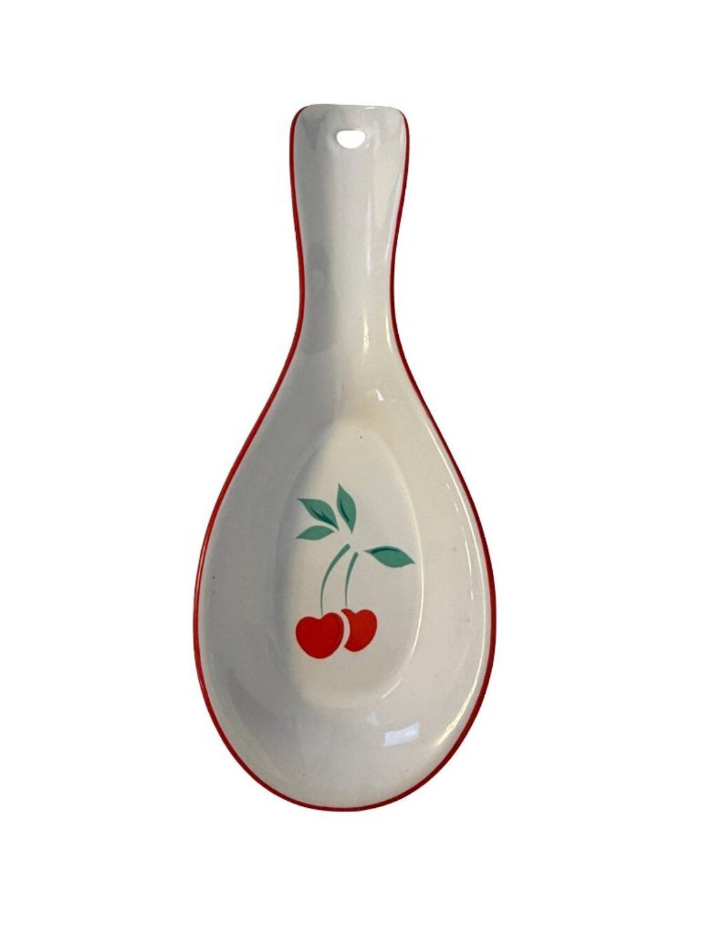 Vintage Berries Jubilee Ceramic Spoon Rest Cherry Kitchen Decor 9.5"